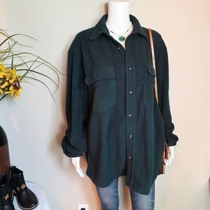 Cabelas Dark Green Button-Up Fleece Shirt Jacket